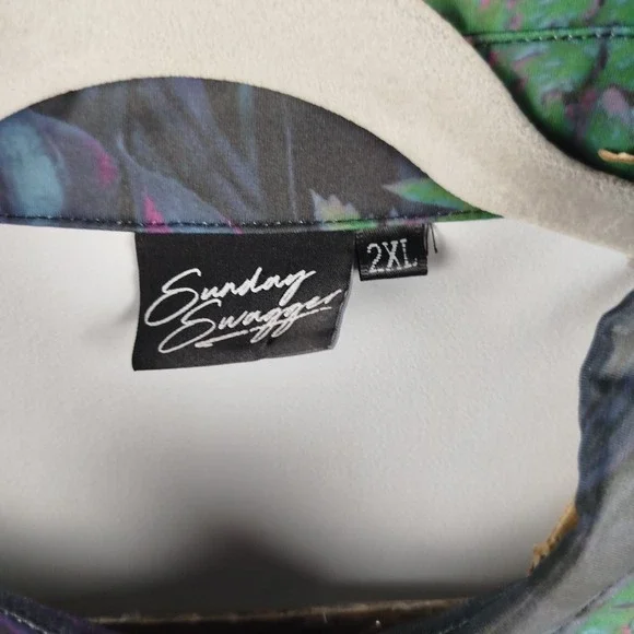 Sunday Swagger Shirt Mens 2XL Black Tropical Golf Polo Smith Bits Print - Picture 5 of 10